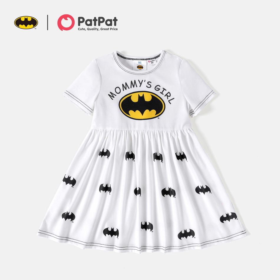Justice League Toddler Girl Letter Print Short-sleeve Dress White