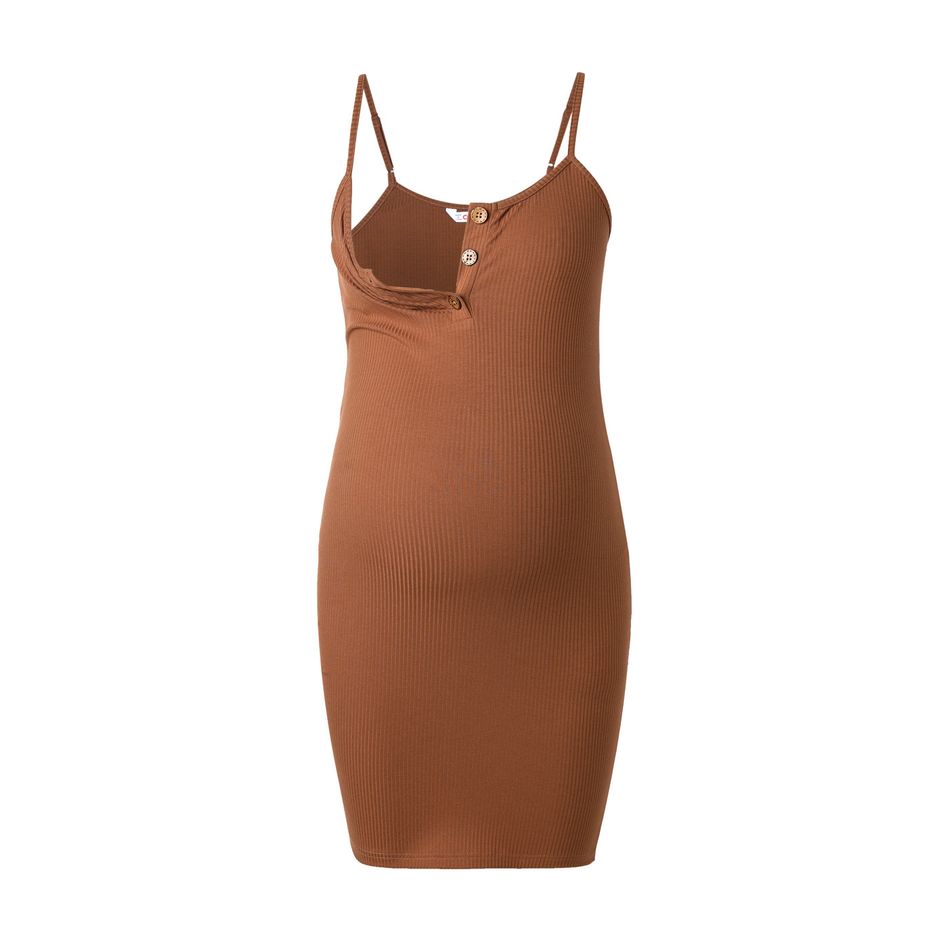 Nursing Khaki Half Button Slip Dress Khaki