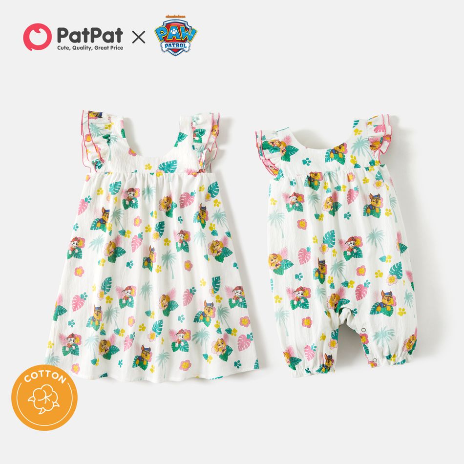 PAW Patrol Sibling Matching Allover Floral 100% Cotton Sister Dress and Bodysuit Colorful