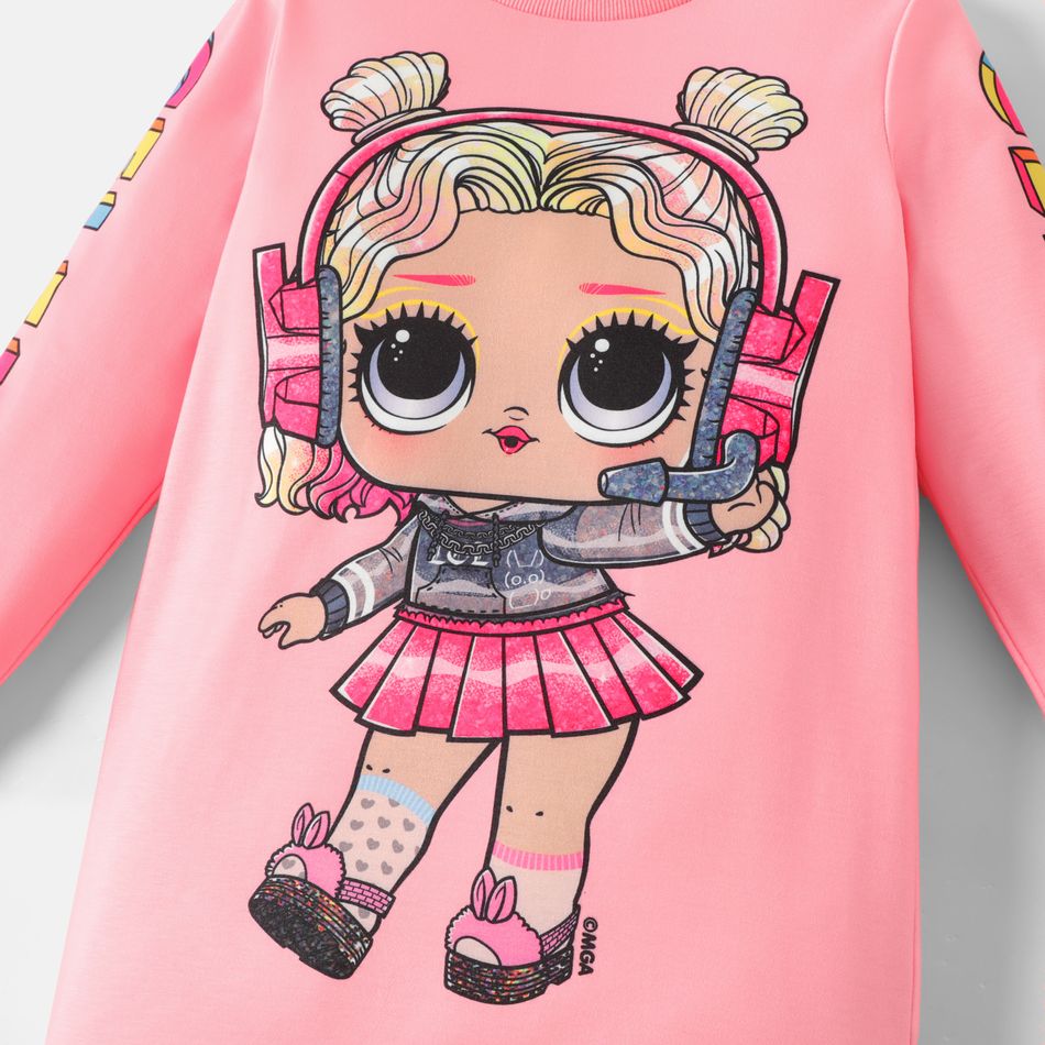 L.O.L. SURPRISE! Kid Girl Character Print Sweatshirt Dress Pink big image 2