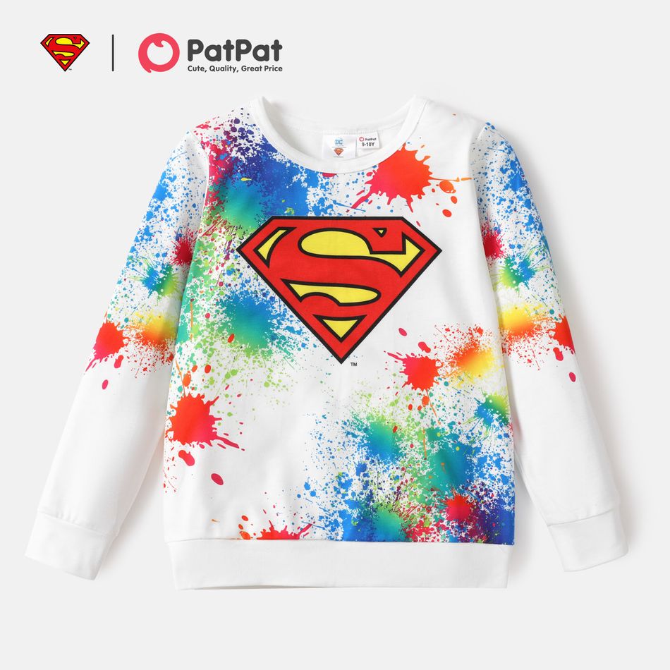 Justice League Kid Boy Painting Print Pullover Sweatshirt White