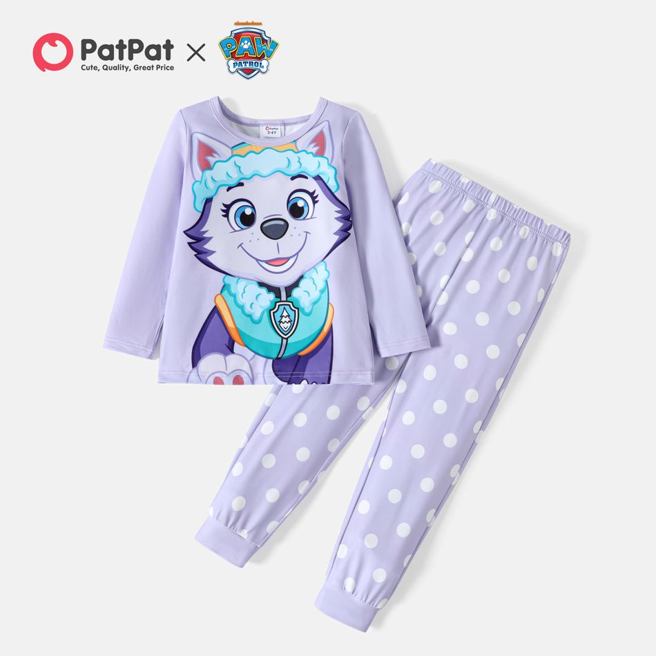 PAW Patrol 2pcs Toddler Girl Long-sleeve Tee and Polka dots/Stripe Pants Set Light Purple