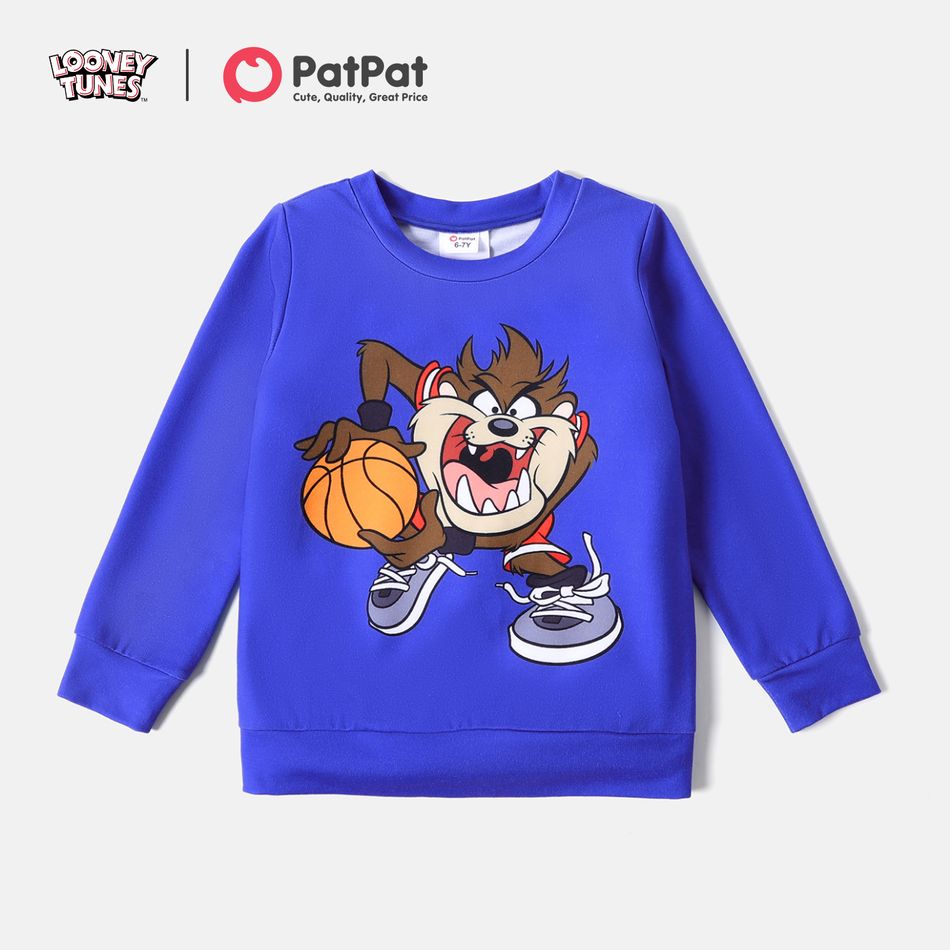 Looney Tunes Kid Boy Balls Print Pullover Sweatshirt Blue