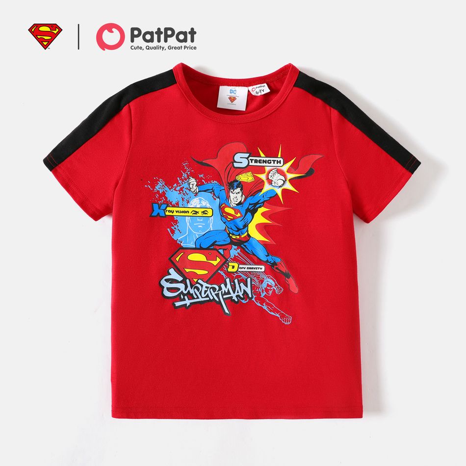 Superman Criança Menino Personagens Manga curta T-shirts vermelho 2 big image 1