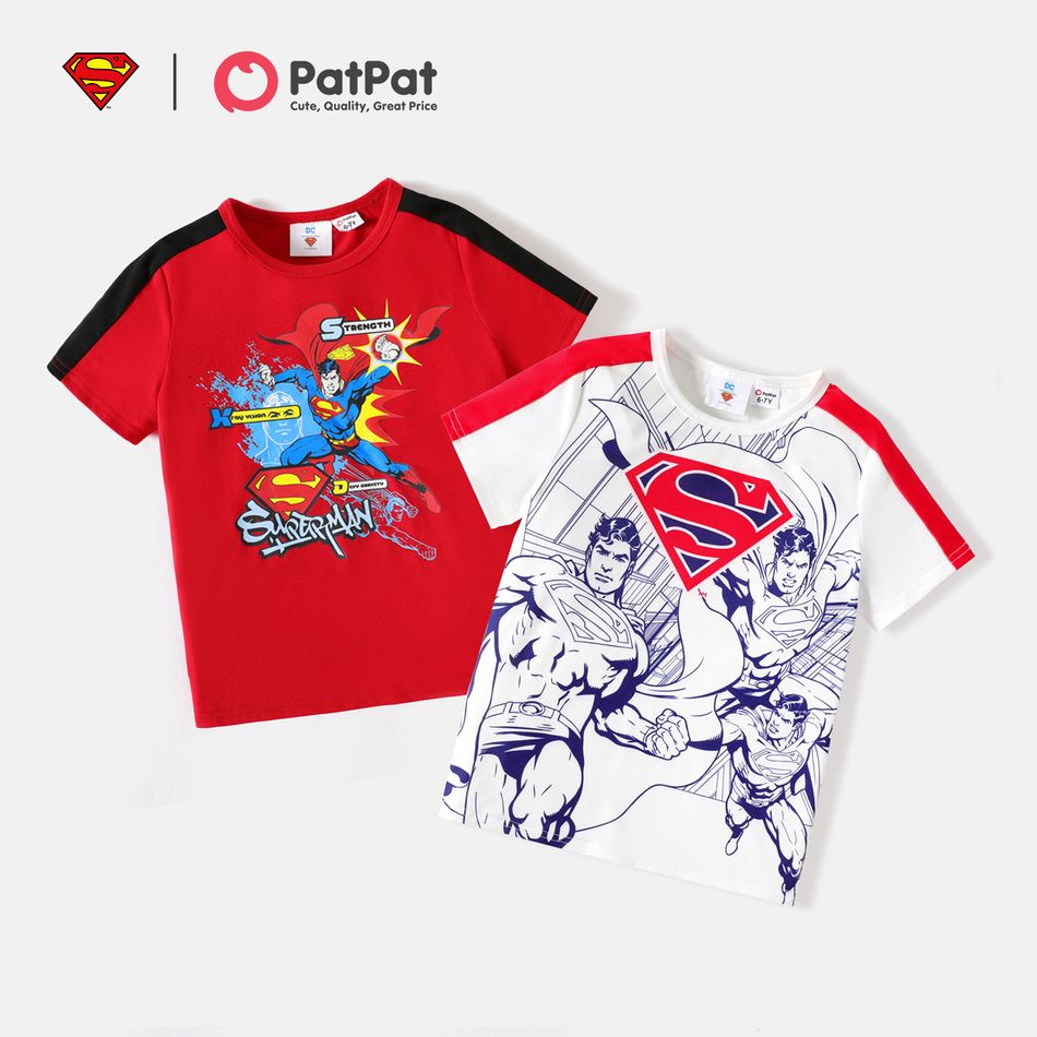Superman Kid Boy Letter Figure Print Short-sleeve Tee Red-2 big image 7
