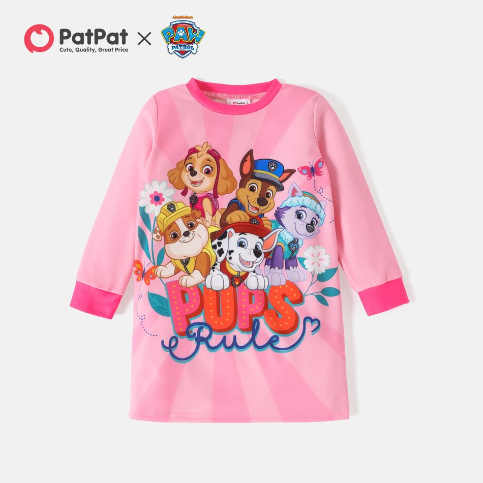 PAW Patrol Toddler Girl Allover Print Long-sleeve Sweatshirt Dress Light Pink
