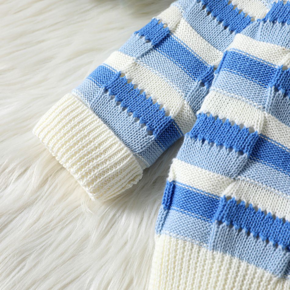 Toddler Boy Casual Stripe Colorblock Knit Sweater BLUEWHITE big image 5