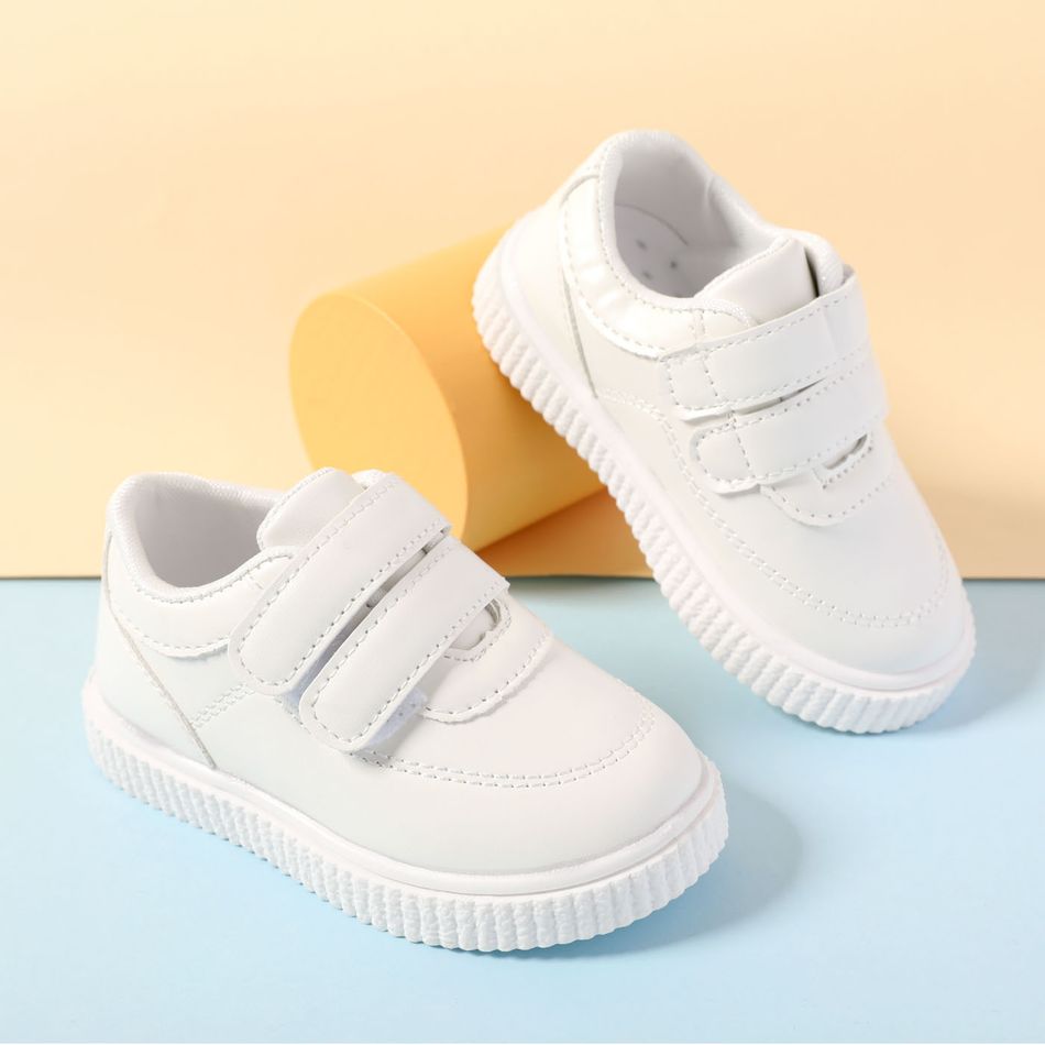 Toddler / Kid Dual Velcro Plain Sneakers White big image 3