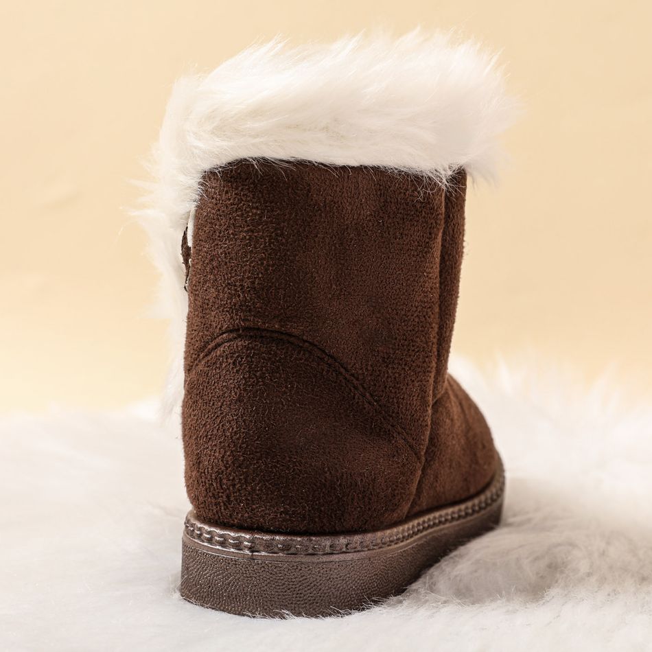 Toddler / Kid Buckle Fluffy Plush Inside Snow Boots Coffee big image 3
