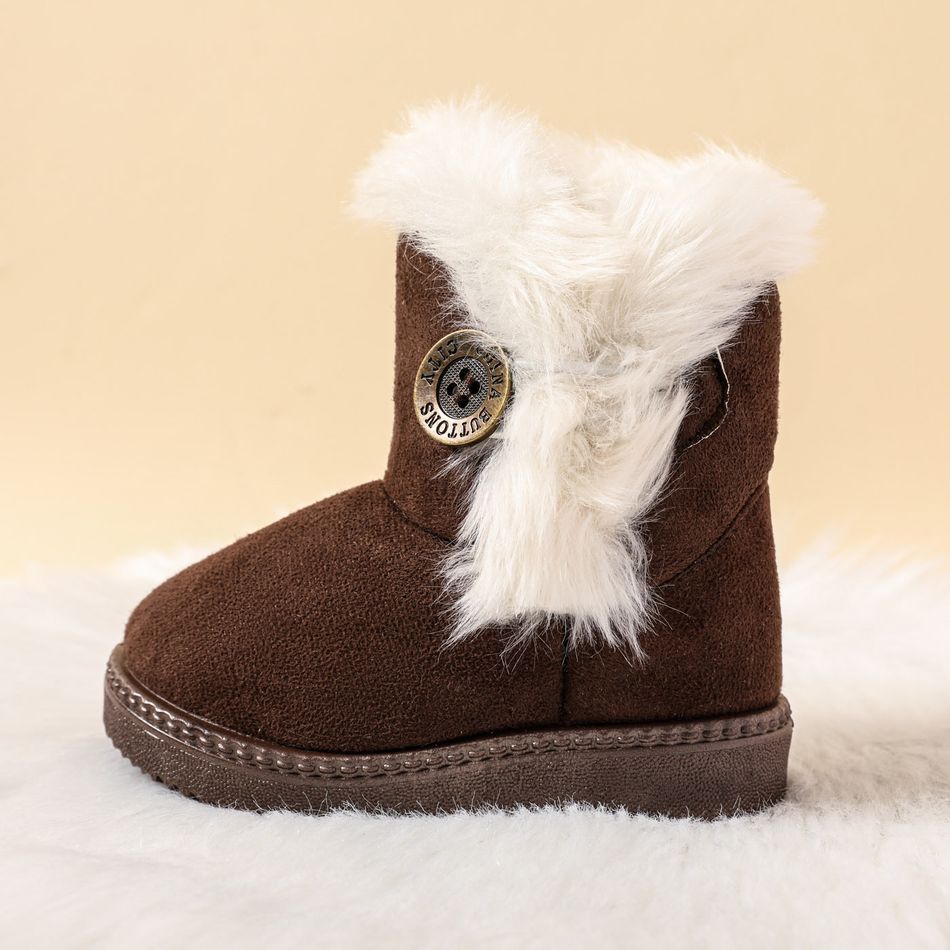 Toddler / Kid Buckle Fluffy Plush Inside Snow Boots Coffee big image 2