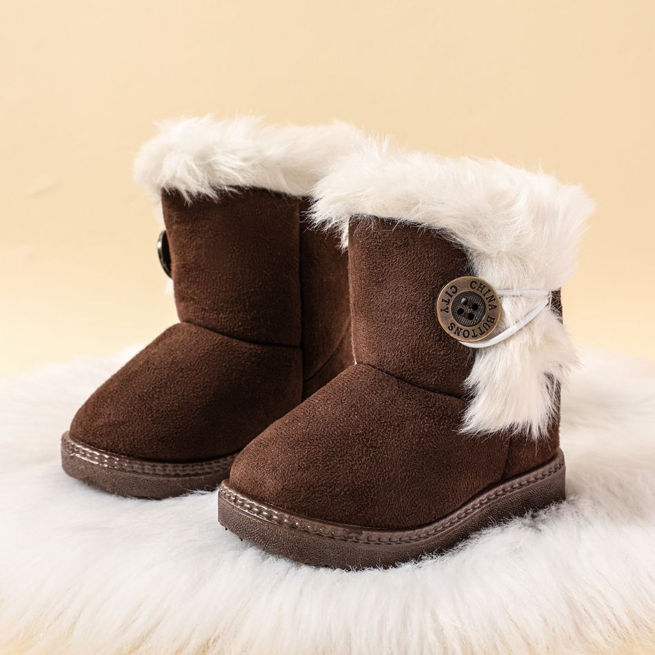 pelúcia fofa de fivela para criança / criança dentro de botas de neve Café