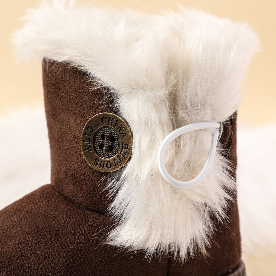 Toddler / Kid Buckle Fluffy Plush Inside Snow Boots Coffee big image 4