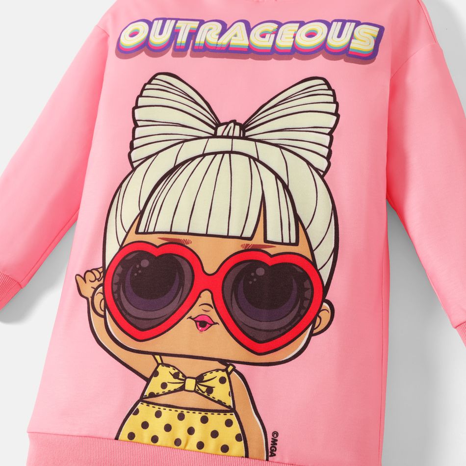 L.O.L. SURPRISE! 2pcs Kid Girl Characters Print Pink Hoodie Sweatshirt and Stripe Leggings Set Colorful big image 2