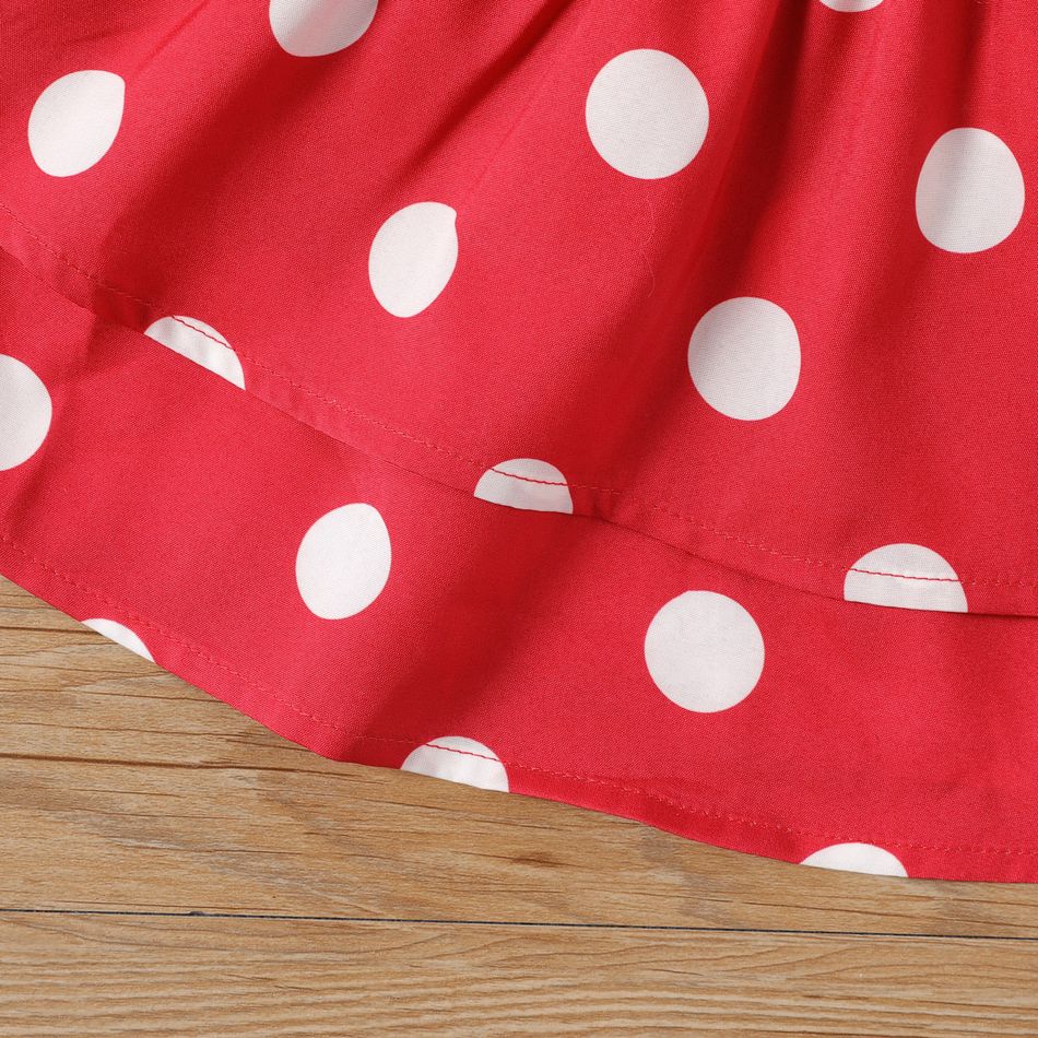 2 قطع طفلة منقطة القوس فستان كامي الطبقات الأمامية مع مجموعة قبعة كتلة اللون big image 5