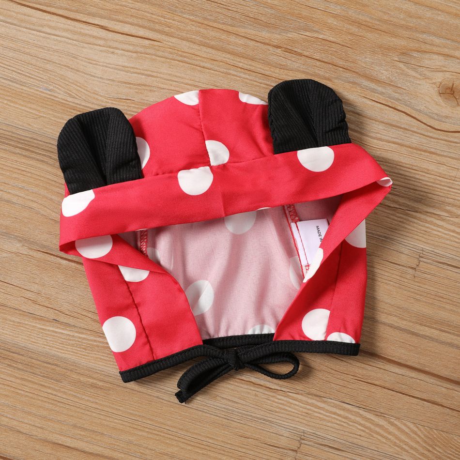 2pcs Baby Girl Polka Dots Bow Front Layered Cami Dress with Hat Set Color block big image 3