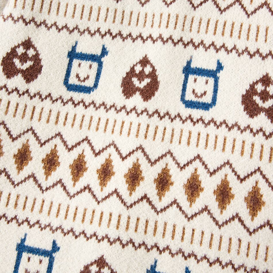 Toddler Boy Geo Pattern Allover Print Knit Sweater Beige big image 5