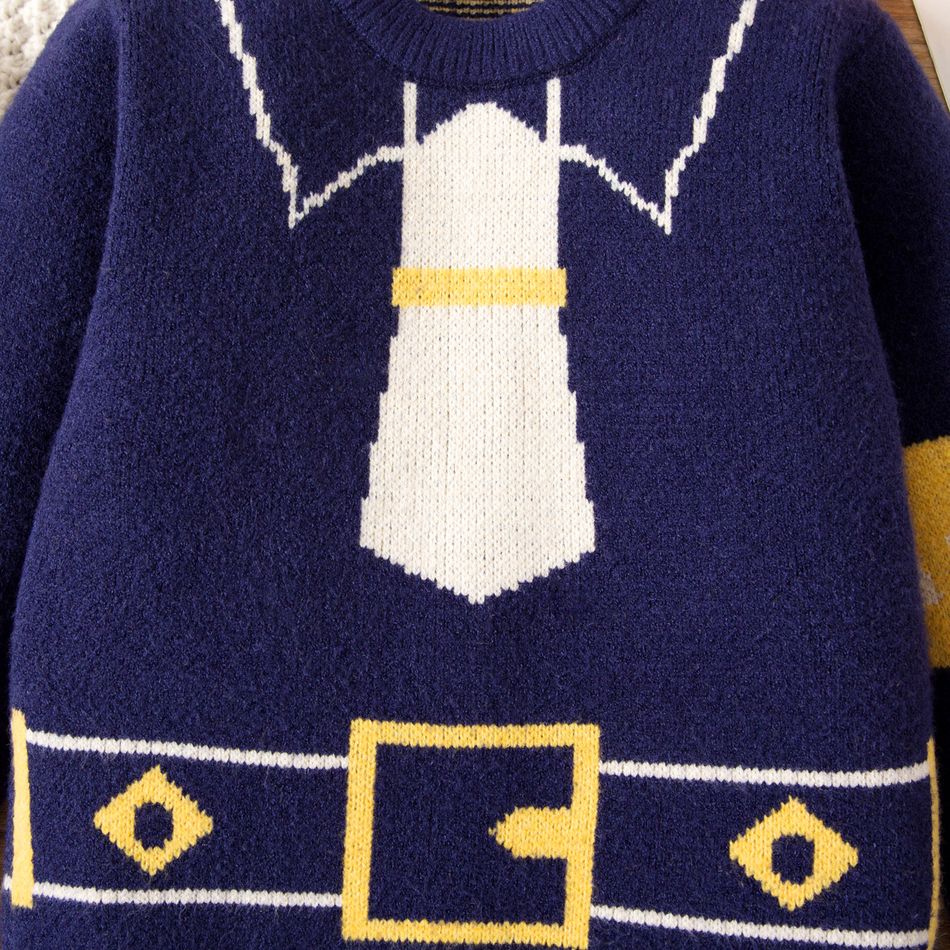 Toddler Boy Preppy style Neckline Pattern Knit Sweater Navy big image 4