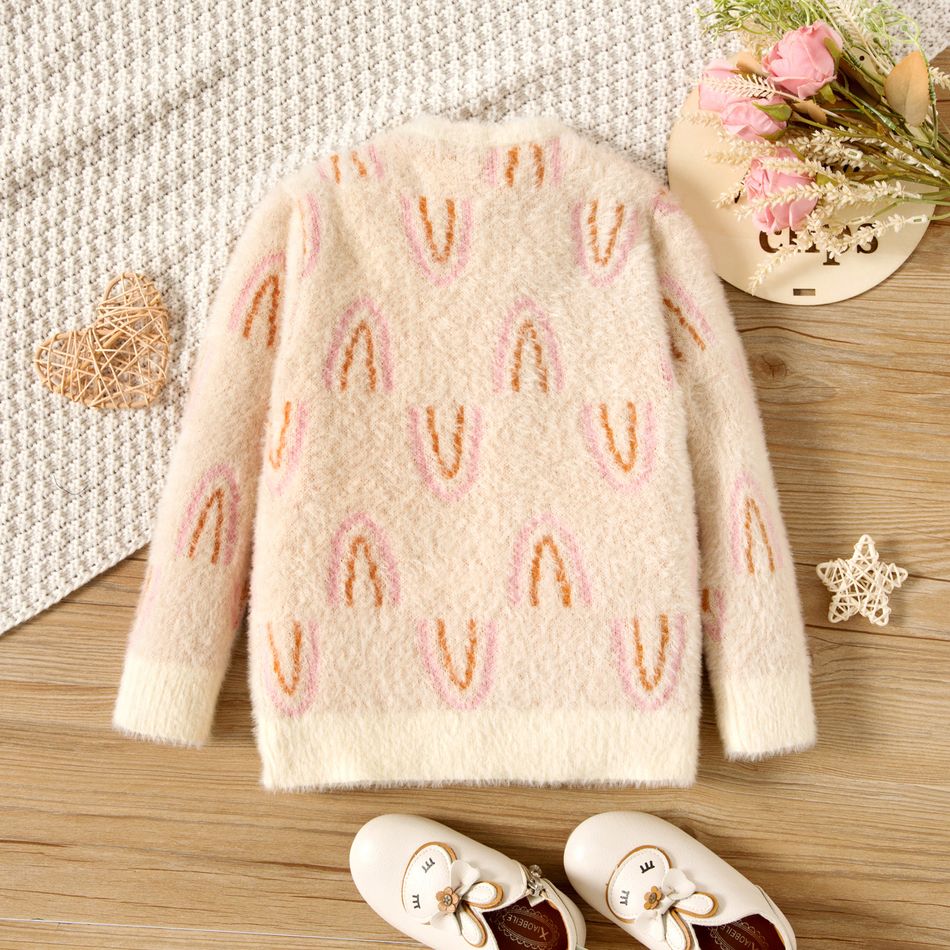 Toddler Girl Rainbow Pattern Mink Cashmere Sweater Beige big image 2