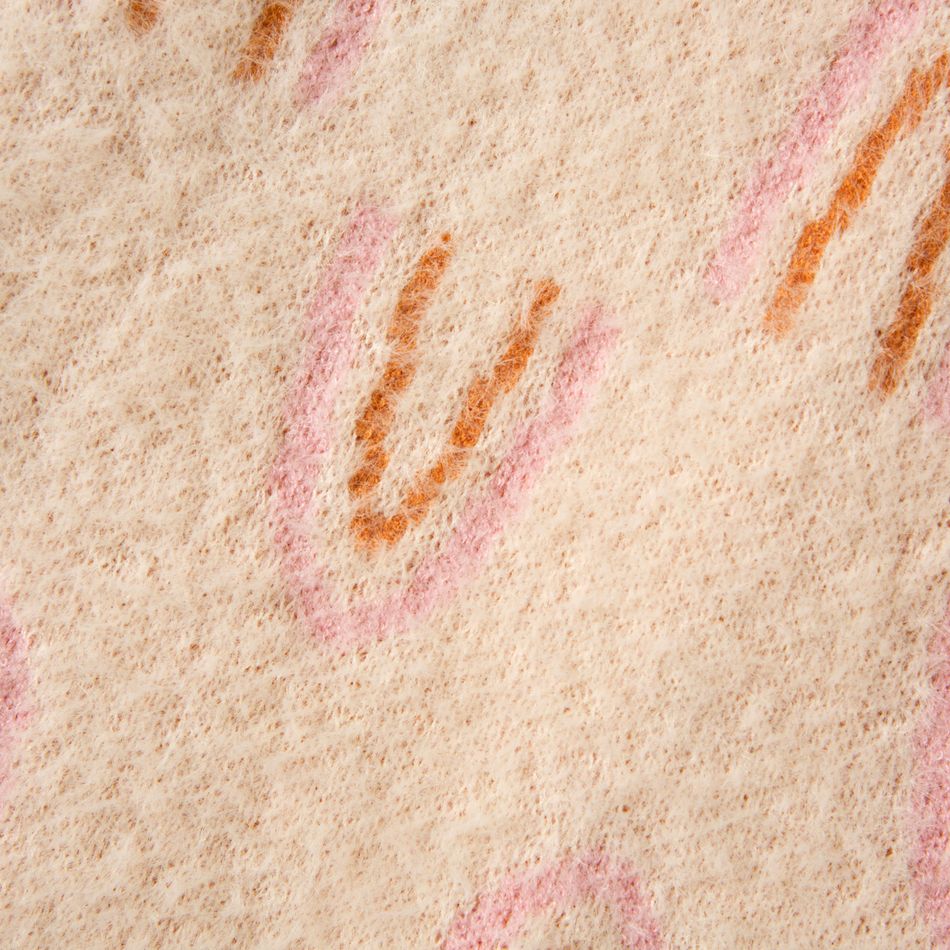 Toddler Girl Rainbow Pattern Mink Cashmere Sweater Beige big image 5