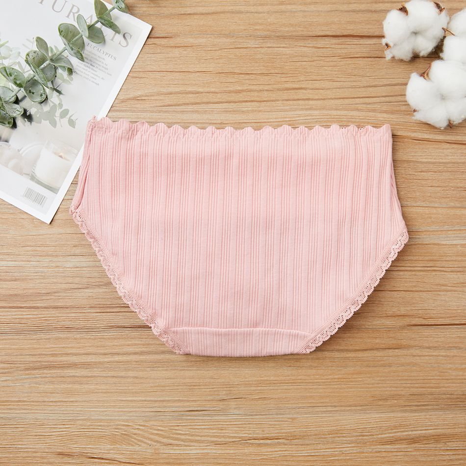 2-Pack/1Pack Kid Girl Textured Solid Color Briefs Underwear Pink big image 3