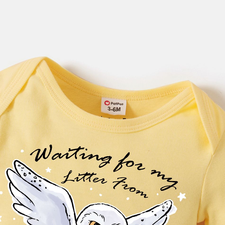 Harry Potter Baby Boy/Girl 95% Cotton Long-sleeve Owl Print Jumpsuit Pale Yellow big image 3