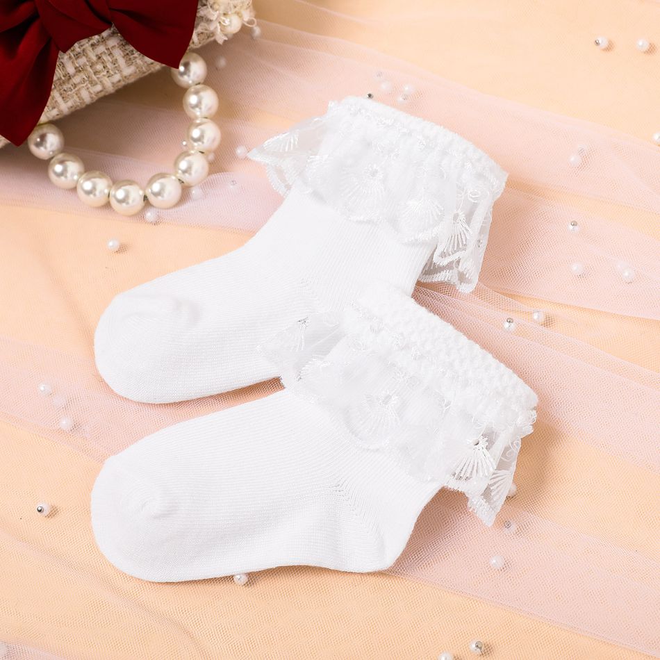 Baby / Toddler / Kid Lace Trim White Princess Socks White