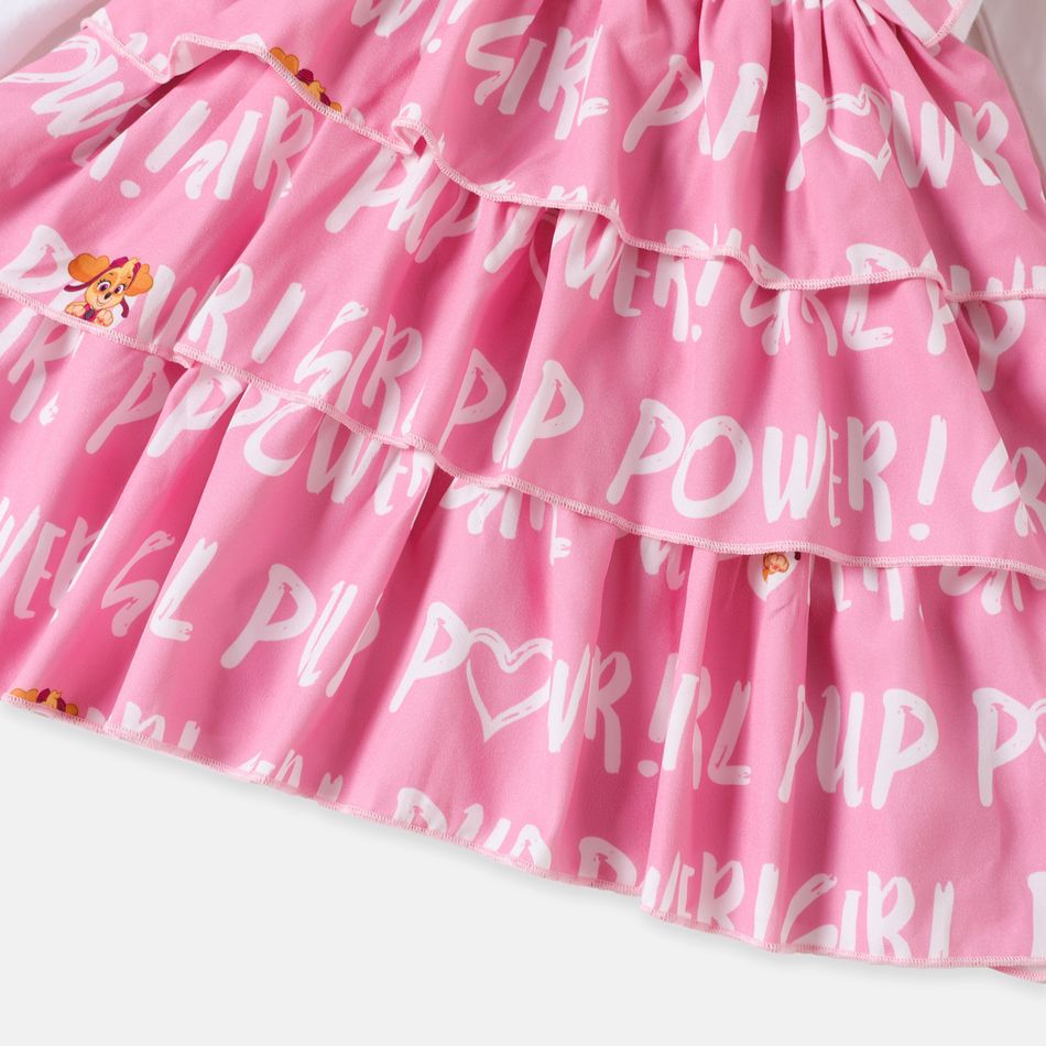PAW Patrol Toddler Girl 2 in 1 Cotton Ruffled Layered Long-sleeve Dress Pink big image 4
