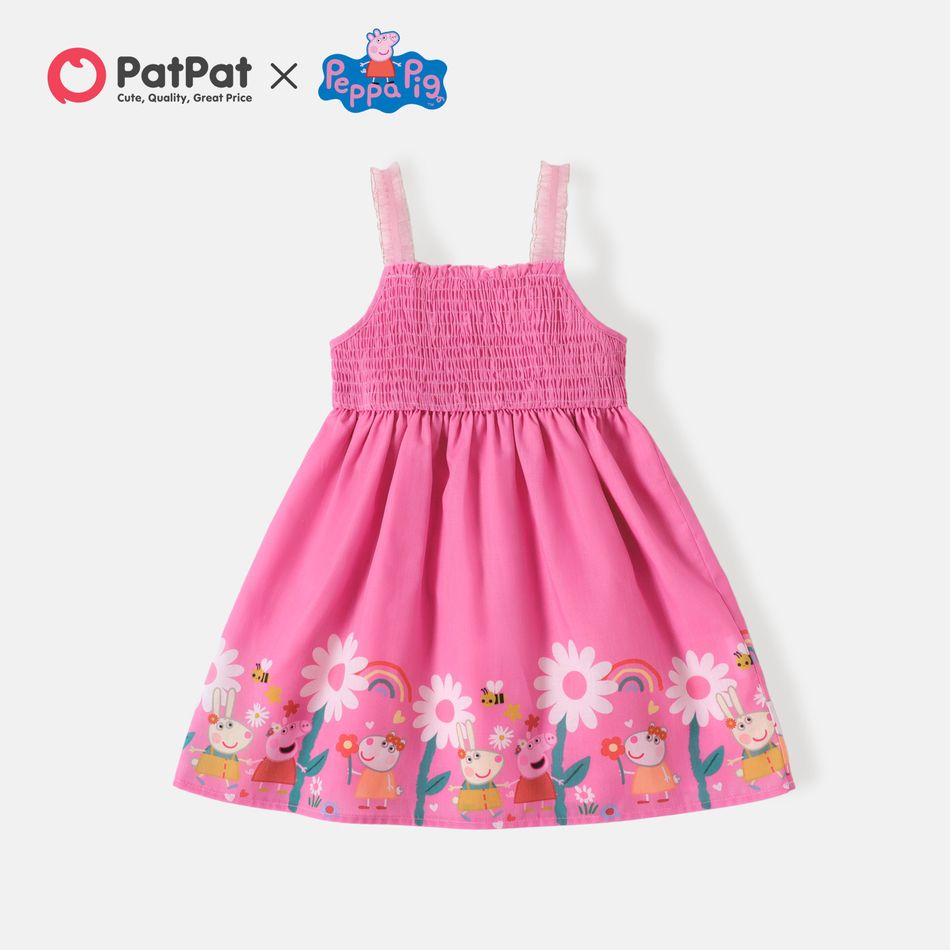 Peppa Pig Toddler Girl Floral Smocking Tank Dress Pink
