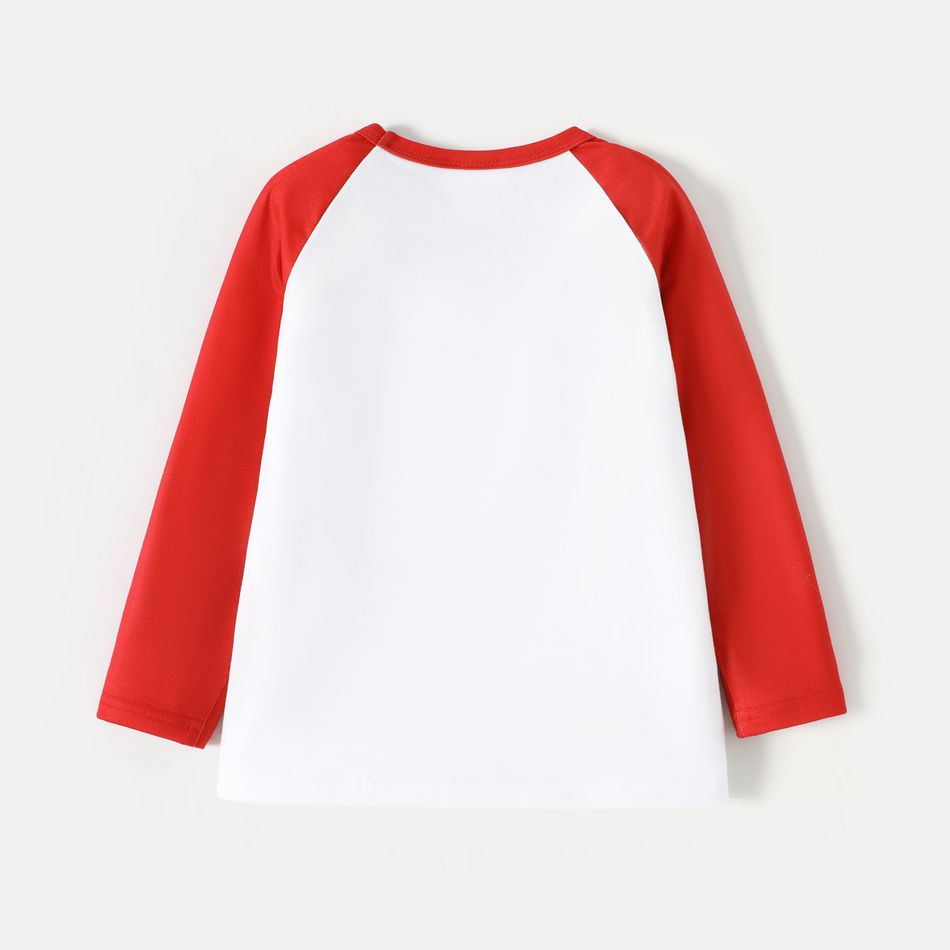 Super Pets Toddler Girl/Boy Letter Print Colorblock Long Raglan Sleeve Tee Red big image 3