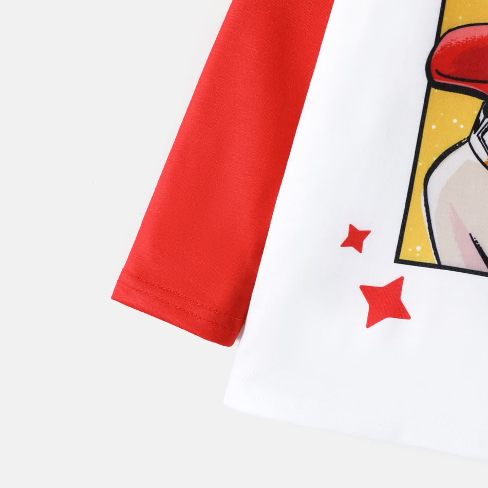Super Pets Toddler Girl/Boy Letter Print Colorblock Long Raglan Sleeve Tee Red big image 4