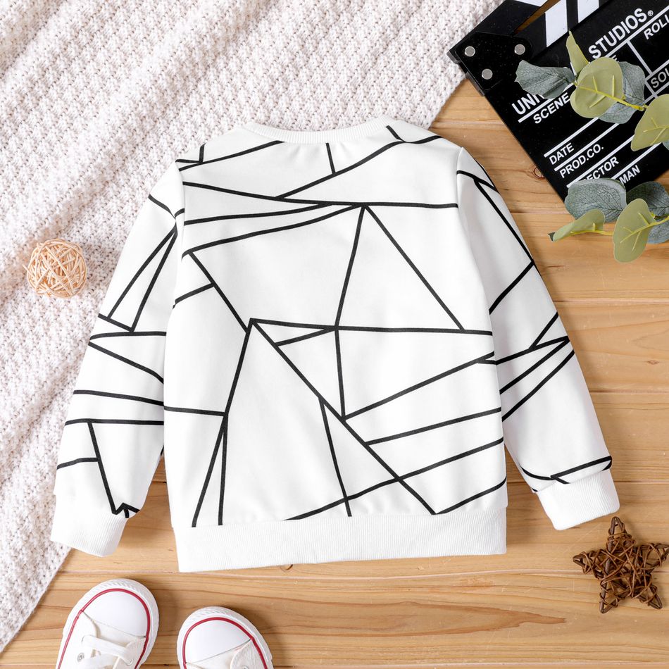 Toddler Boy Geo Print Long-sleeve Pullover Sweatshirt White big image 2