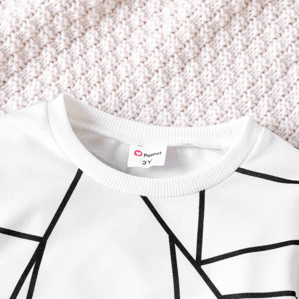 Toddler Boy Geo Print Long-sleeve Pullover Sweatshirt White big image 3