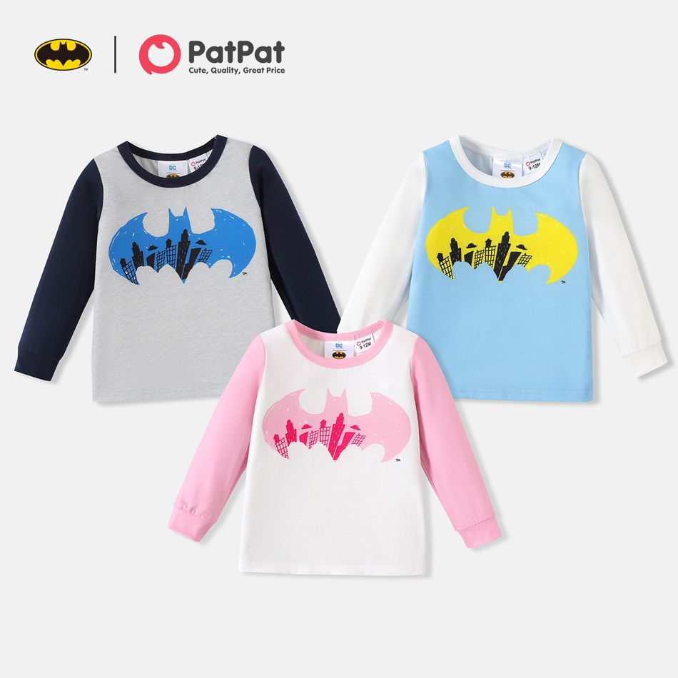 Batman Baby Boy/Girl Spliced Long-sleeve Graphic T-shirt gray big image 2