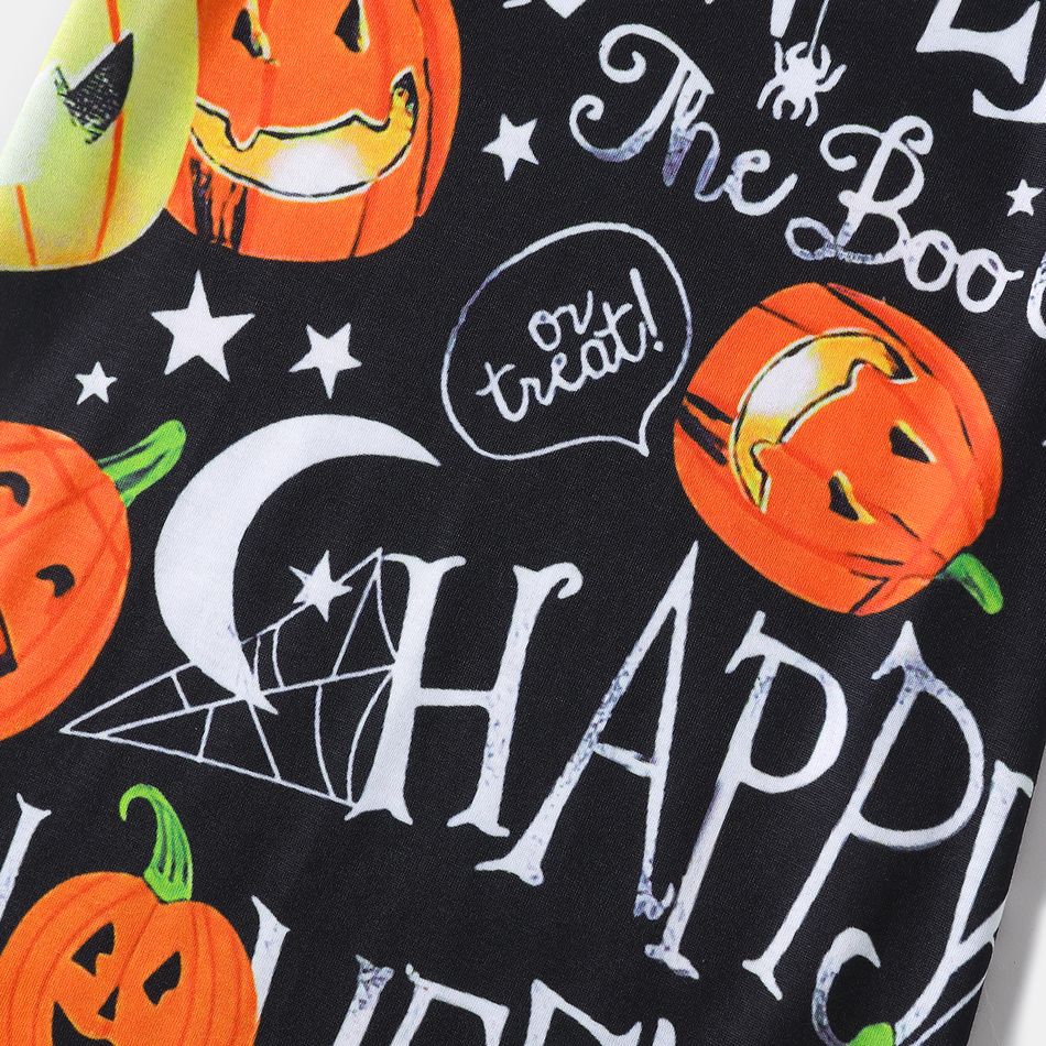 Halloween Allover Pumpkin & Letter Print Short-sleeve Bodycon T-shirt Dress for Mom and Me Colorful big image 5