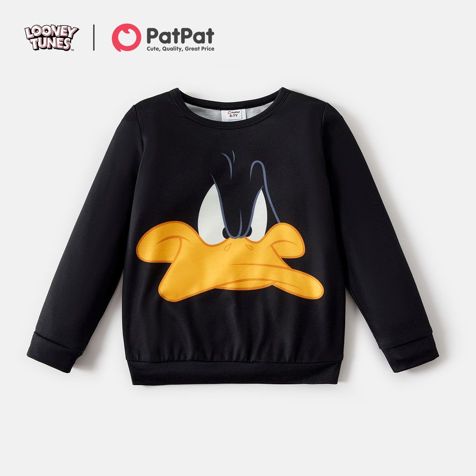 Looney Tunes Criança Menino Costuras de tecido Personagens Pullover Sweatshirt Preto