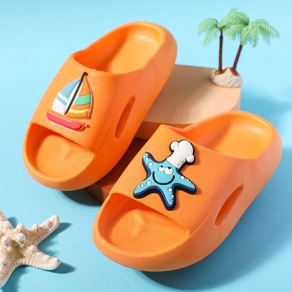 Toddler / Kid Beach Pattern Single Band Slides Slippers Orange