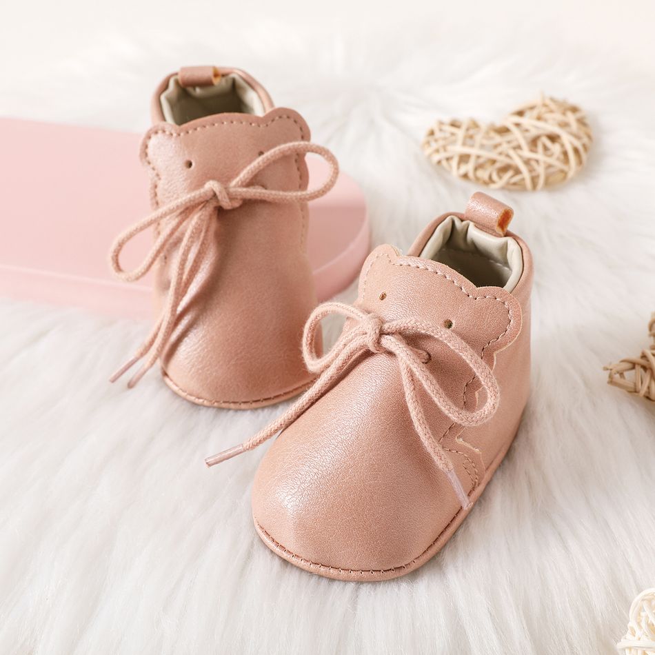 Baby / Toddler Cartoon Pink Lace Up Prewalker Shoes Pink big image 2