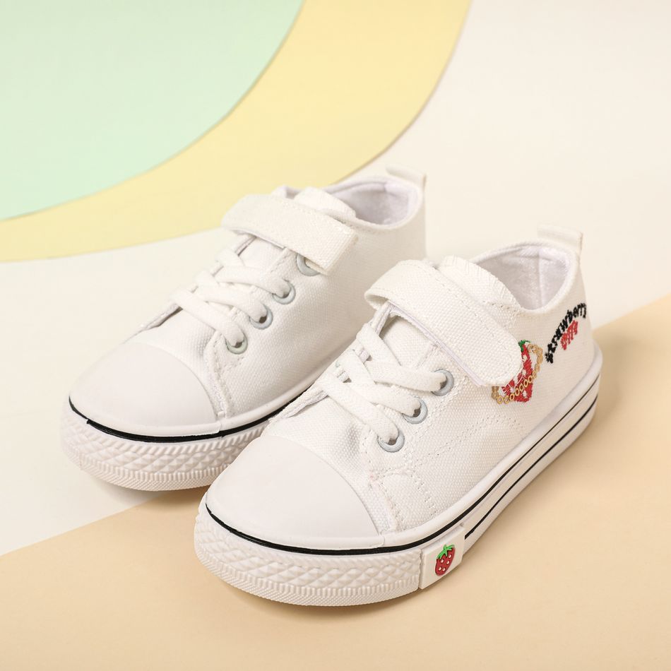Toddler / Kid Strawberry Pattern White Canvas Shoes White big image 2