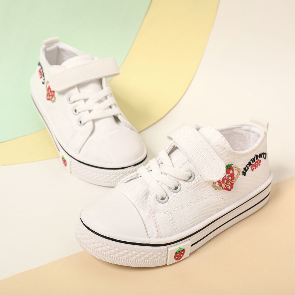 Toddler / Kid Strawberry Pattern White Canvas Shoes White big image 3