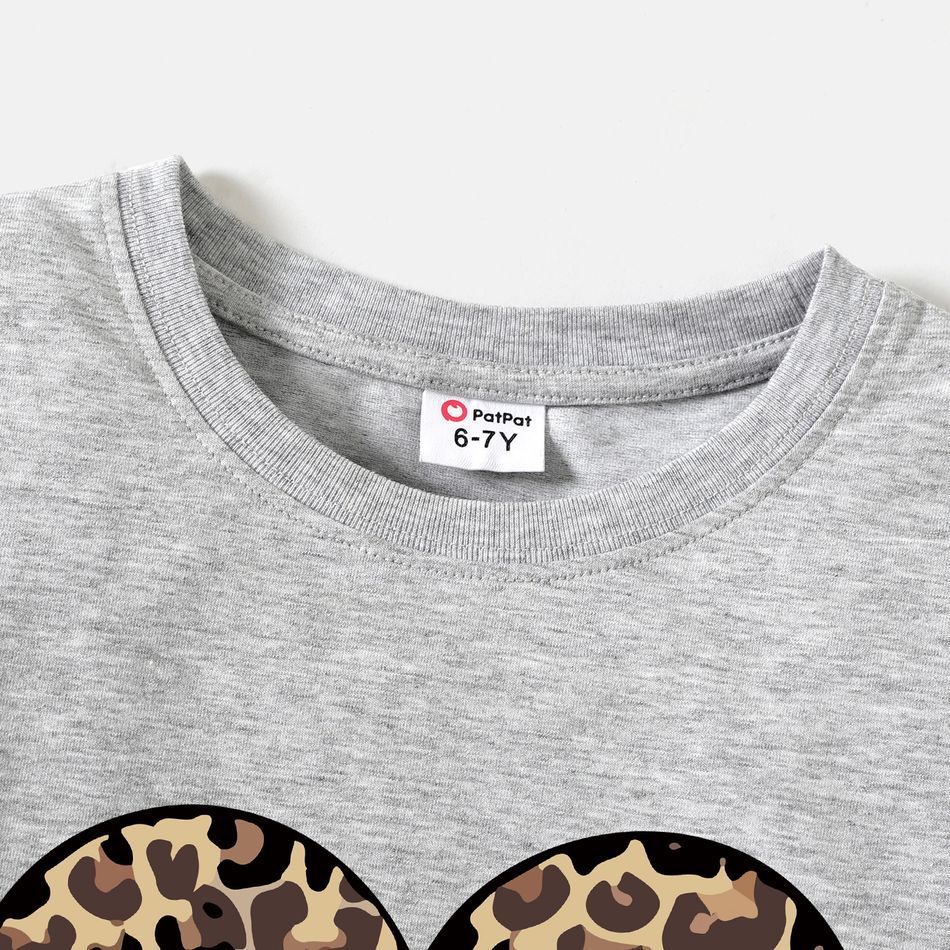 [4Y-14Y] Go-Neat Water Repellent and Stain Resistant Kid Girl Leopard Heart Print Short-sleeve Grey Tee Grey big image 6