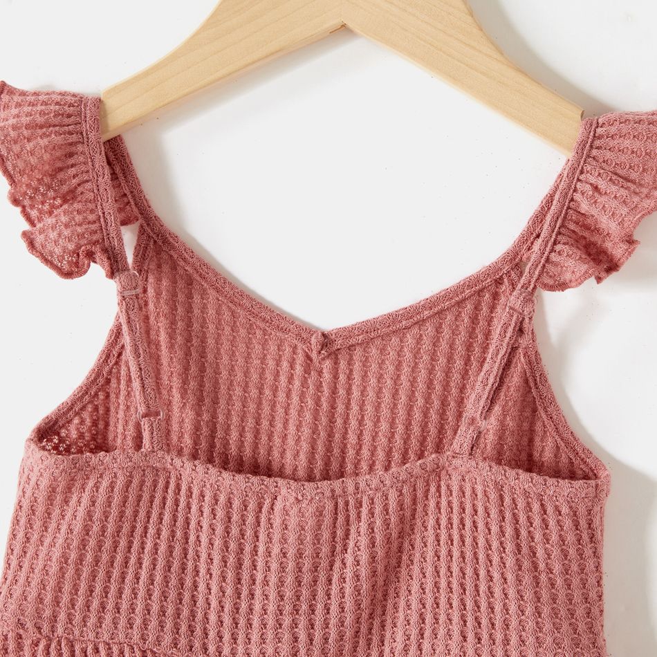 Pink Waffle Surplice Neck Tie Shoulder Cami Dress for Mom and Me Pink big image 8