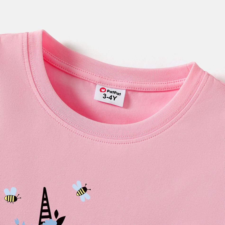 [2Y-6Y] Go-Neat Water Repellent and Stain Resistant Toddler Girl Animal Unicorn Print Short-sleeve Pink Tee Light Pink big image 7