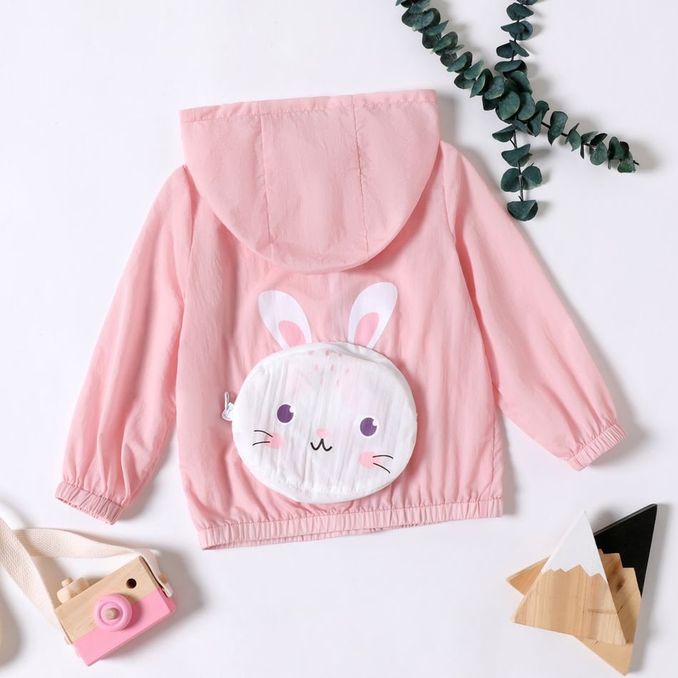 Toddler Girl Foldable Rabbit Backpack Jacket Pink big image 3