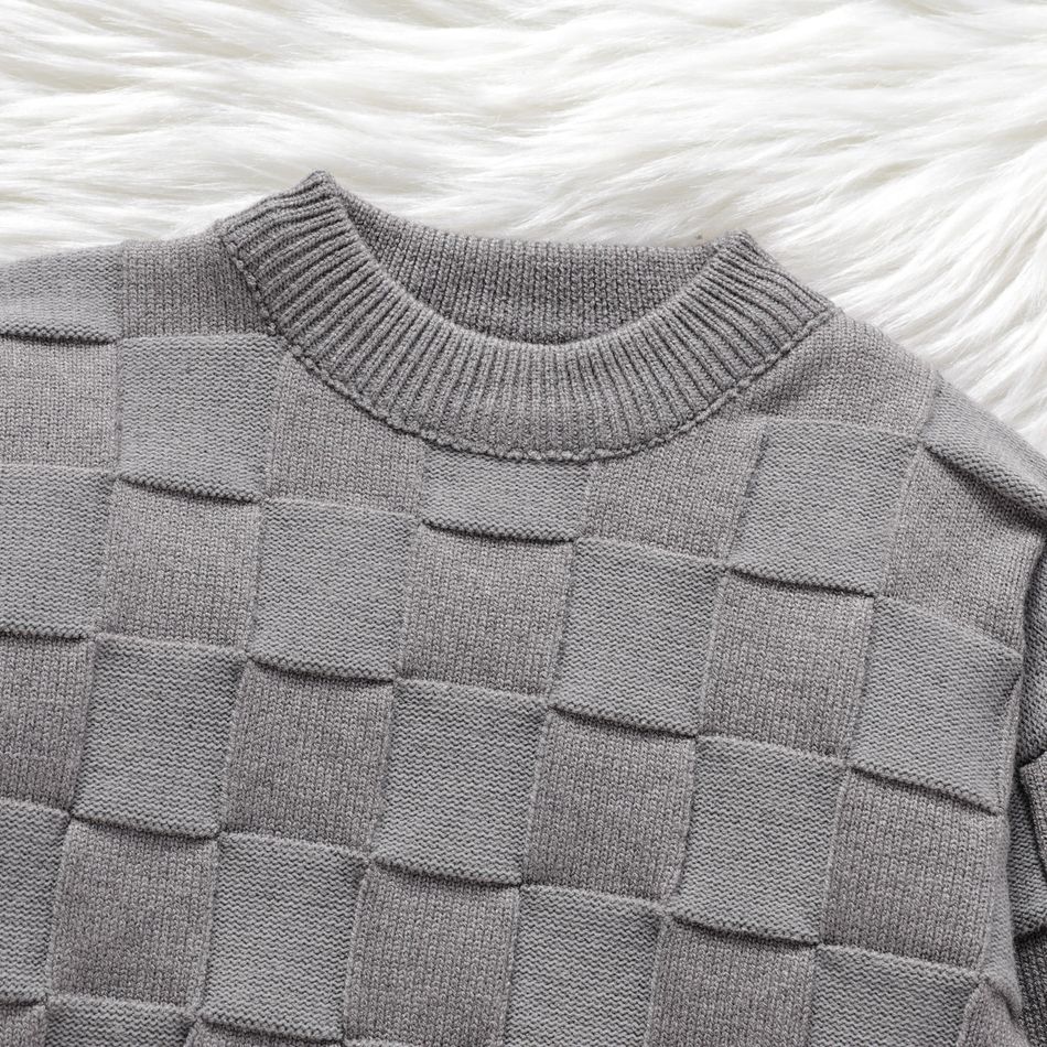 Toddler Boy Basic Textured Gray Knit Sweater Grey big image 3