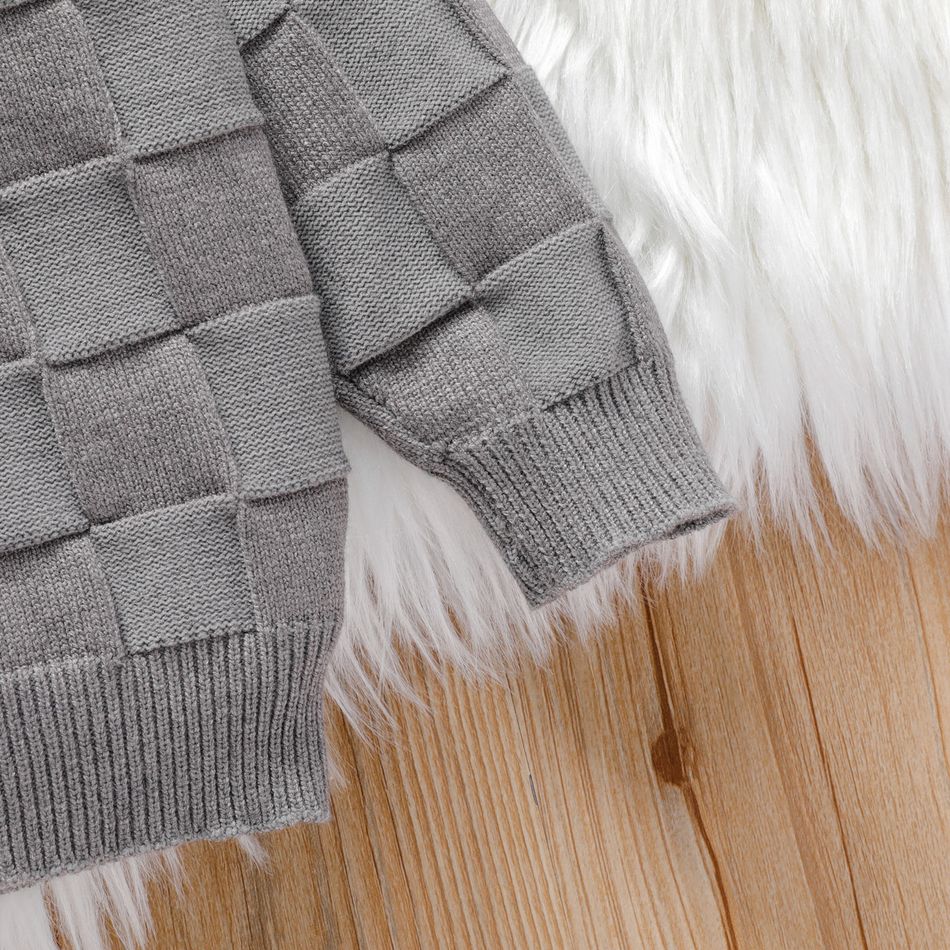 Toddler Boy Basic Textured Gray Knit Sweater Grey big image 4