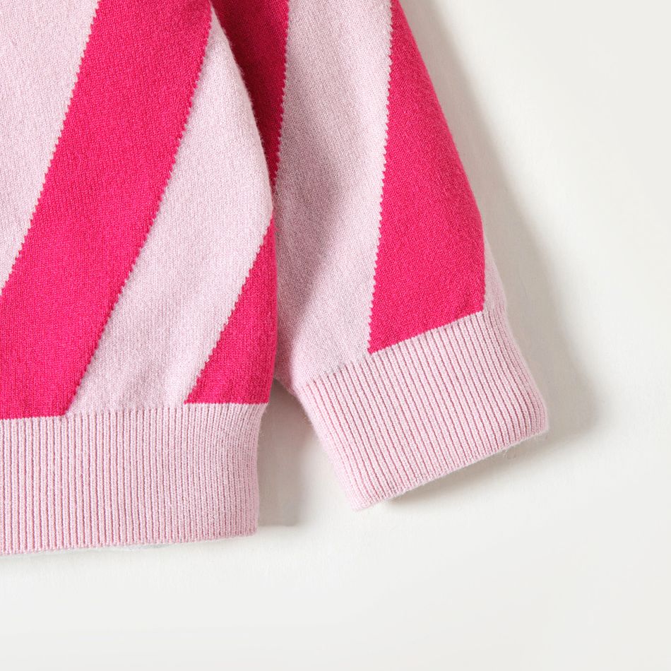 Toddler Girl Striped Long-sleeve Pink Sweater Top Pink big image 5