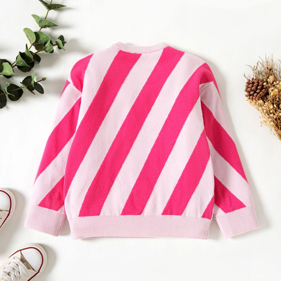 Toddler Girl Striped Long-sleeve Pink Sweater Top Pink big image 2