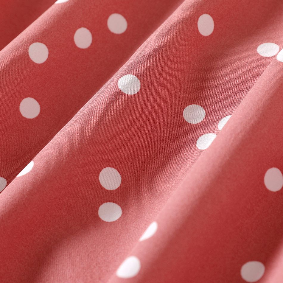 Kid Girl Polka dots Ruffled Bowknot Design Long-sleeve Dress Redbeanpaste big image 4