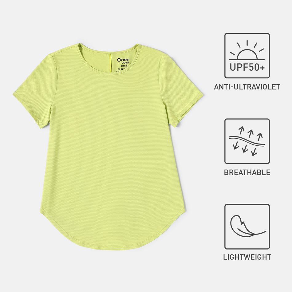 Activewear Anti-UV Women Solid Short-sleeve Sports Tee lightgreen big image 1