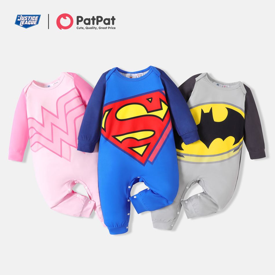 Justice League Baby Boy/Girl Long-sleeve Graphic Jumpsuit Dark Pink big image 2